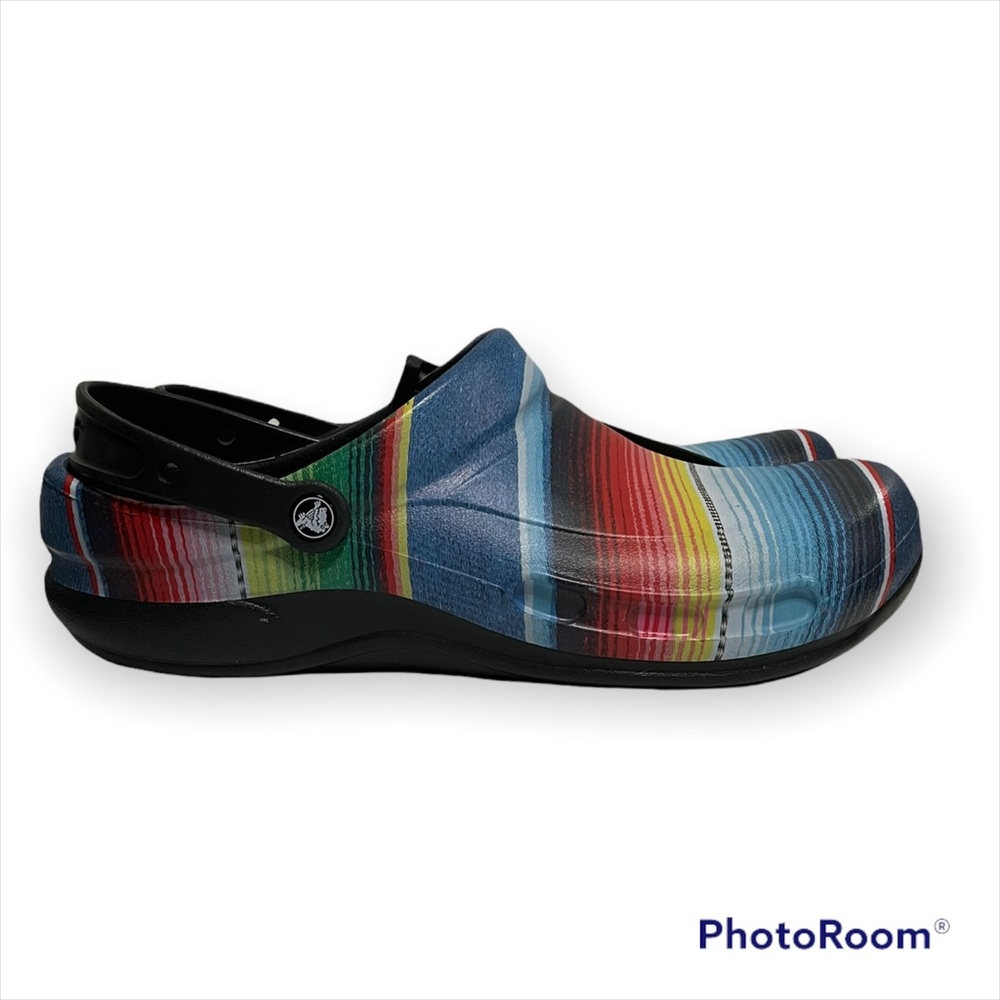 Crocs Bistro Graphic Black Multi-Stripe Clog - NWT
